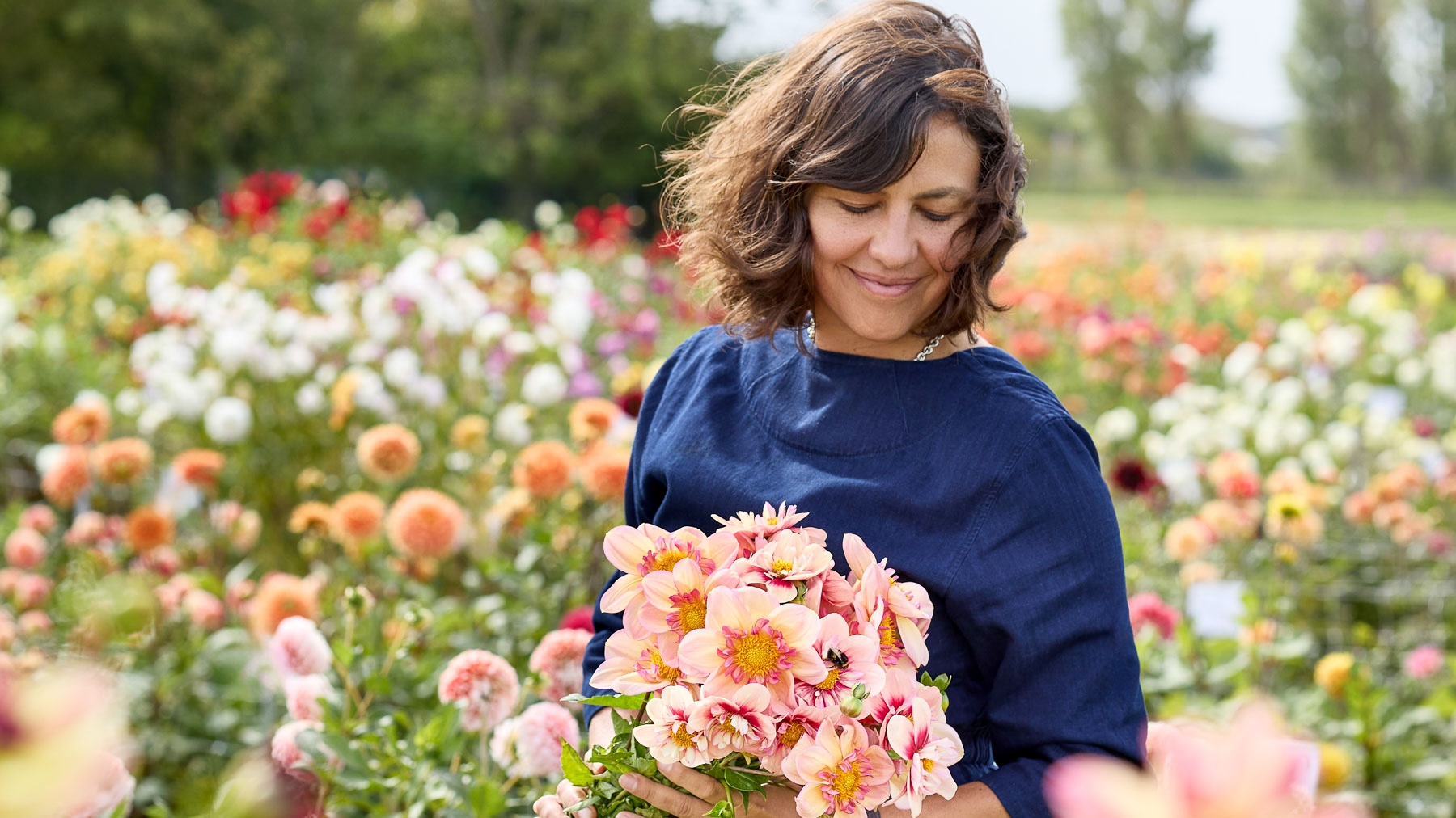 Jora Dahl im Dahlienfeld